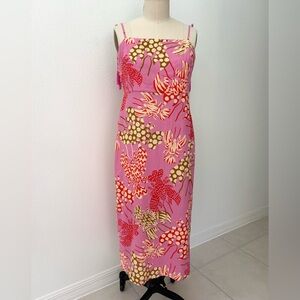 Rachel Zoe Lobster Print Dress NWT Linen Blend Beaded Tassels Smocked Back M